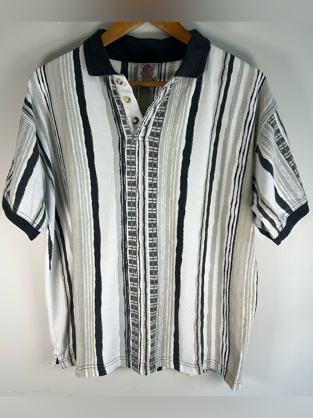 Vintage 90s Sub Culture Men’s Polo Shirt Size M Abstract Multicolor Stripes
